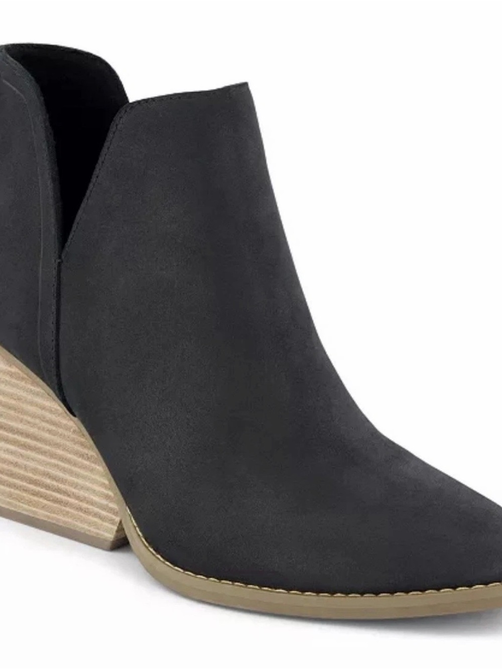 TOMS Eliza Black Suede Metallic Wedge Booties Size 7.5 NIB